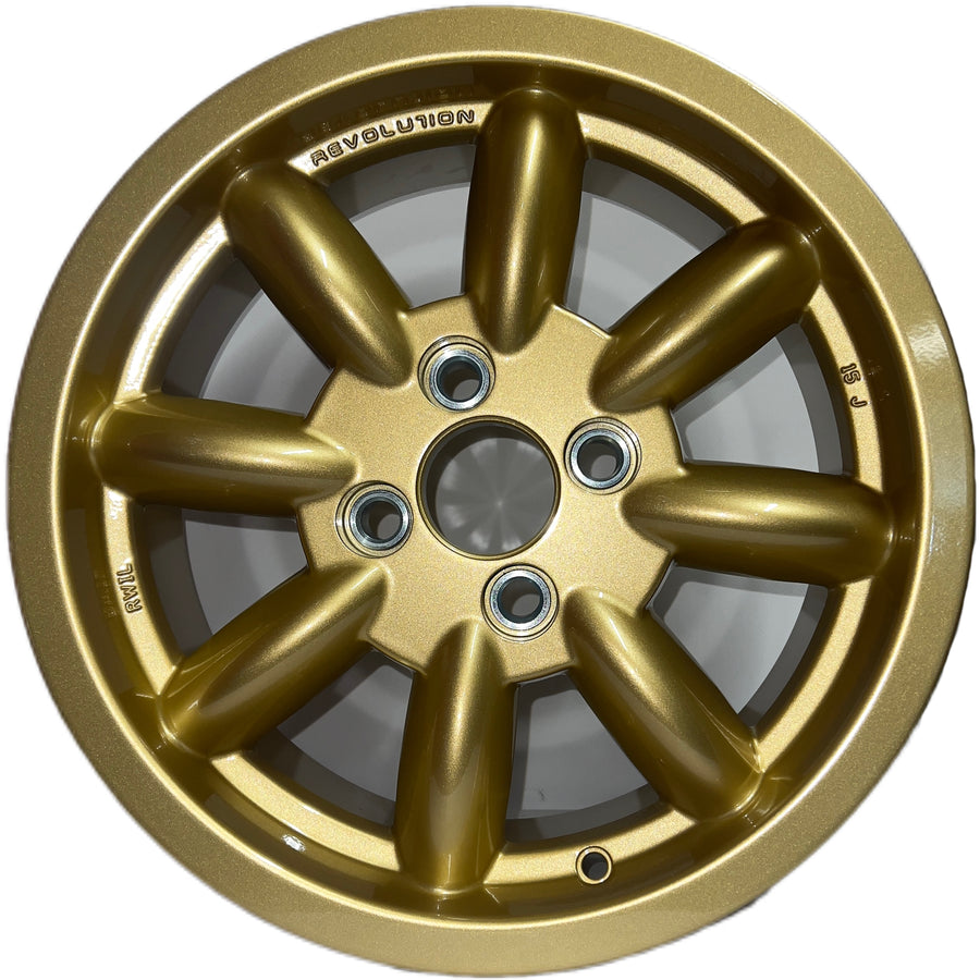 6x15 Revolution 8 spoke Gold alloy wheel