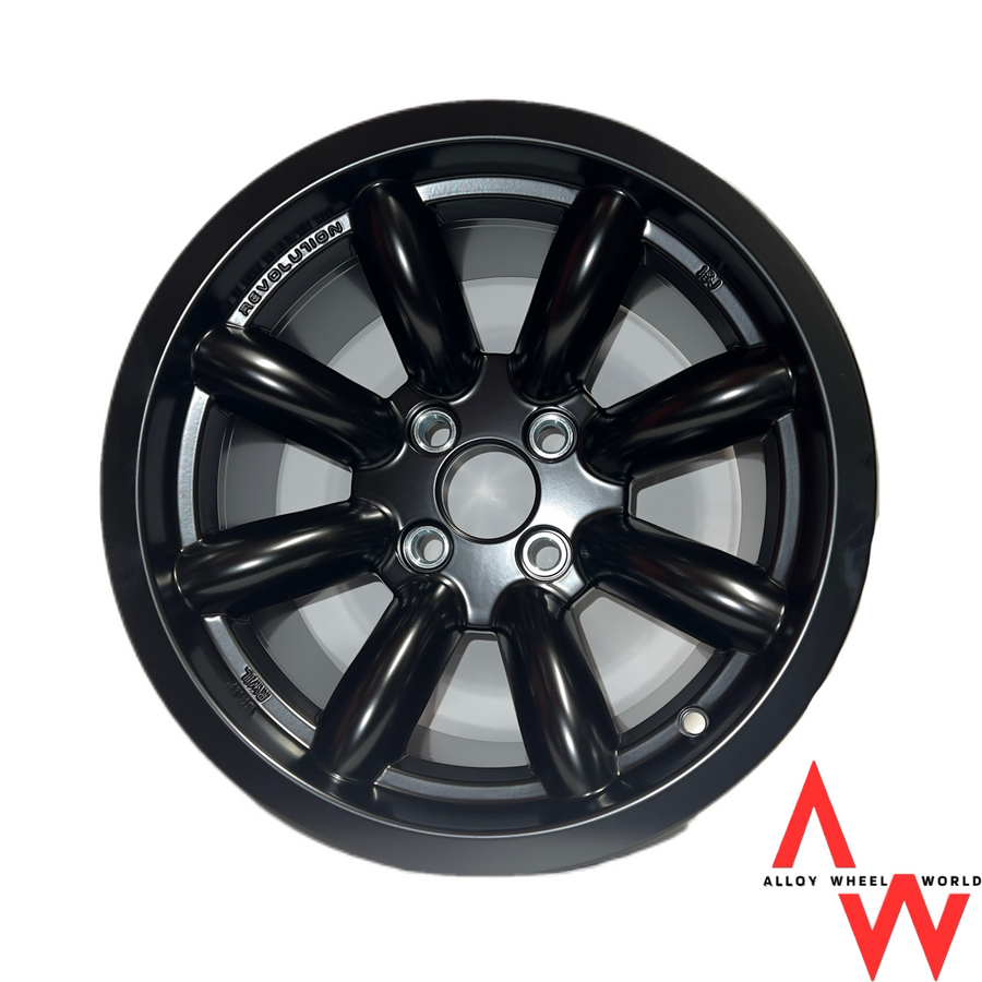 9x15 Revolution 8 spoke Matt Black alloy wheel