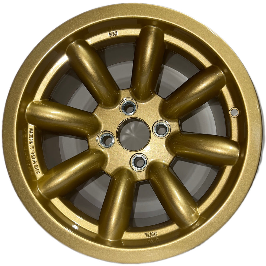 9x15 Revlolution 8 spoke Gold alloy wheel